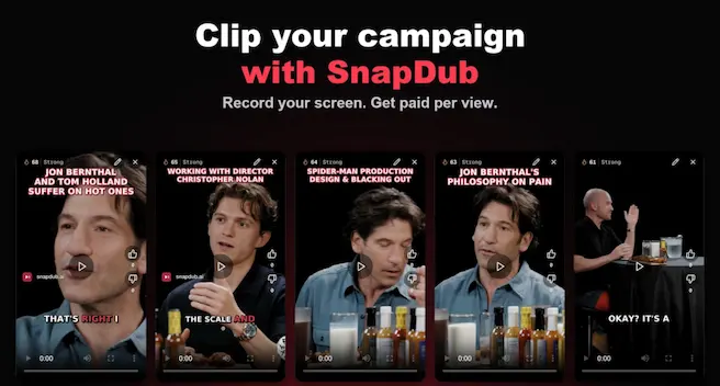 Clip with SnapDub, record it, get paid