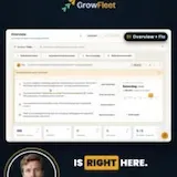 GrowFleet AI marketing app walkthrough with presenter at 0:10