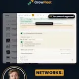 GrowFleet app walkthrough approving and scheduling posts at 0:13