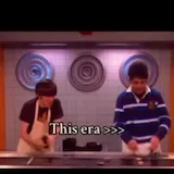 This era text over old kitchen clip at 0:07