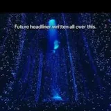 Festival stage lights with hook caption at 0:05