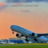 Plane takes off at sunset at 0:07