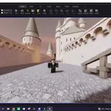 Roblox character running with anime VFX at 1:37