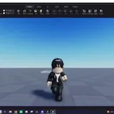 Roblox character running with anime VFX at 0:01