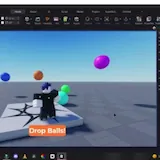 Roblox Studio balls drop test with Superbullet AI prompt at 0:31
