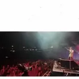 Live concert crowd and band onstage with title card at 0:14