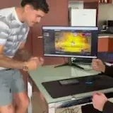 A man answers a National Park Exclusion Register call while his friend at 0:08