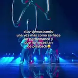 He sings the words Me, Come and On, tells the crowd You love me at 0:14